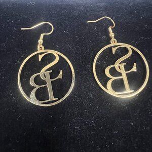 Gold Tone SB Letter Dangling Earrings Women’s Personalized Initial Drop Jewelry